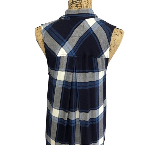 Rails Long Boho Plaid Tunic Top High Low Blue Size Small - Picture 11 of 13